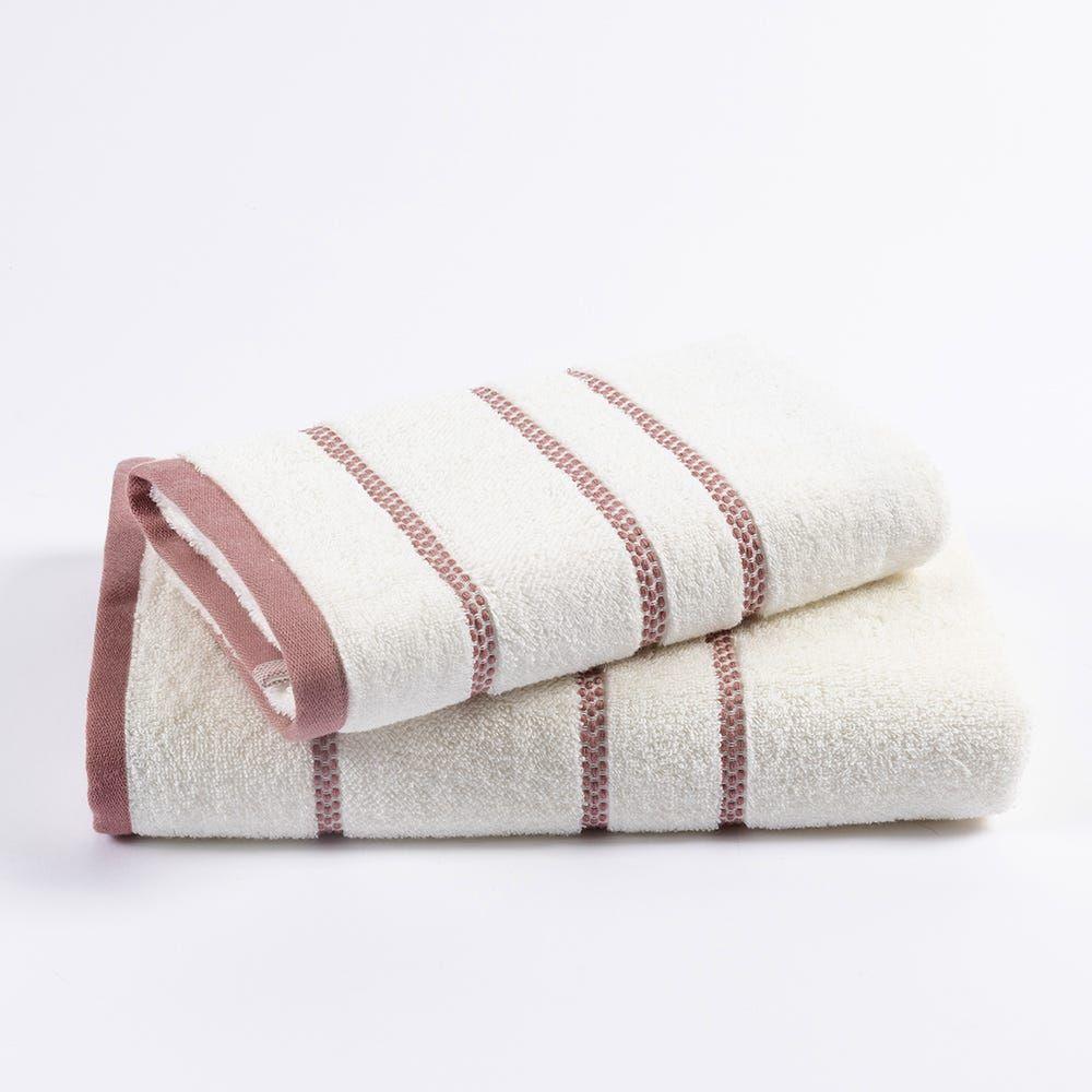 Cozmo Hand Towel, Ivory & Blush - 500 Gsm, 80X50 Cm