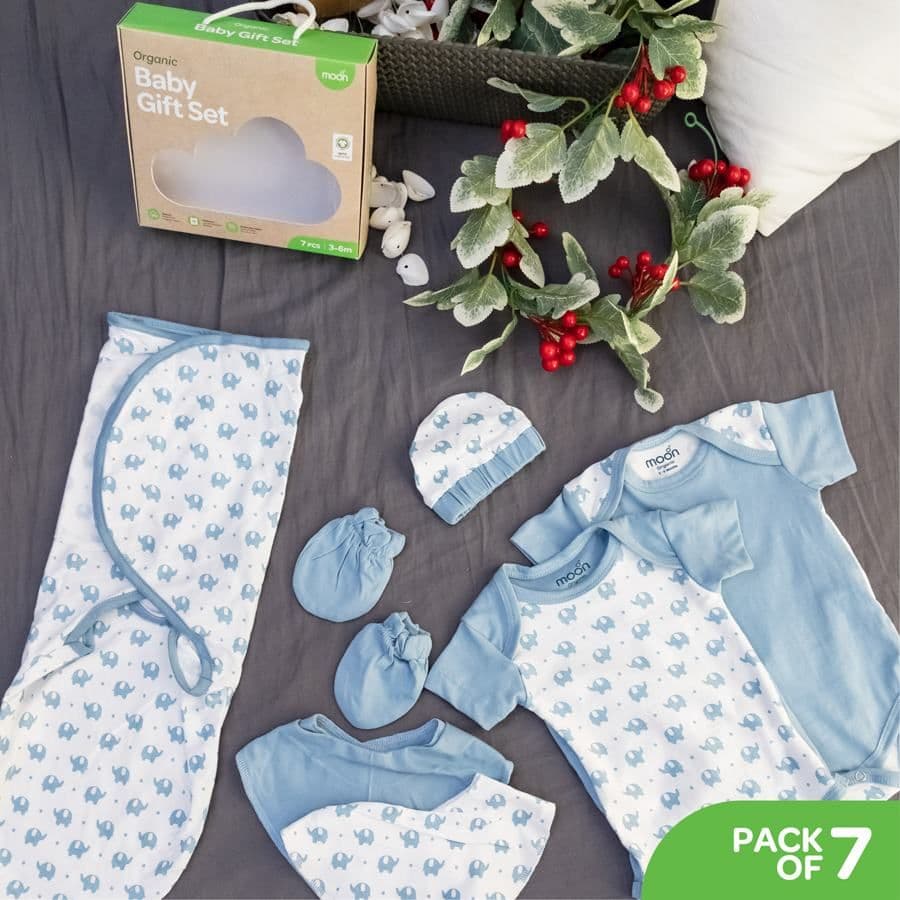 Moon Baby Clothing Combo Set Elephant Print 7Pc (3-6 M)