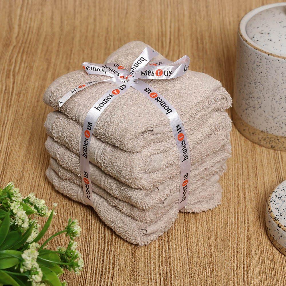 5-Piece Cotton Face Towel Set, Bone - 30X30 Cm