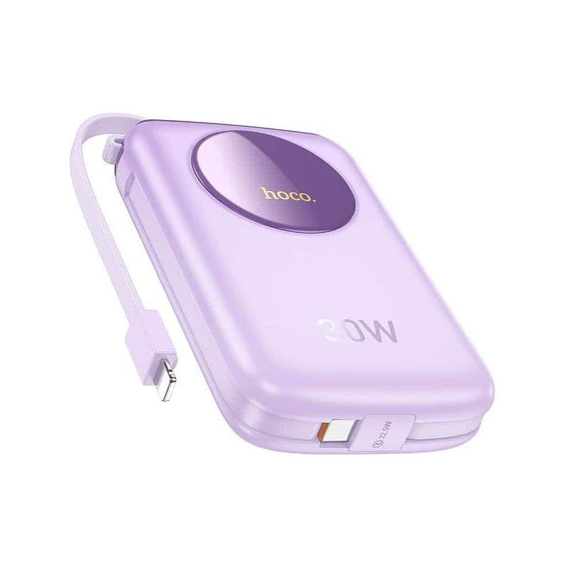 Hoco Q19 Lucky 30W Fully Compatible Power Bank With Digital Display And Cable(10000Mah) Purple