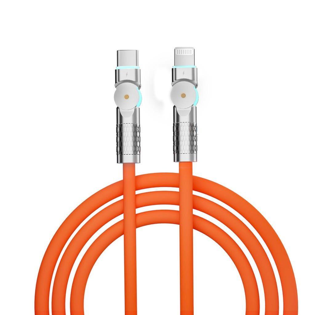 Porodo Double Head Rotate Cable Pd, 30W Type- C To Apple 1M - Orange