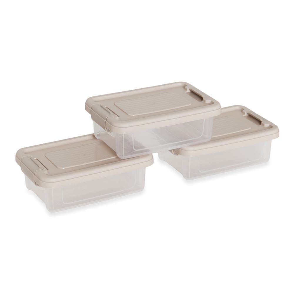 Ware 3-Piece Stormax Storage Box Set, Clear & Beige - 0.8L