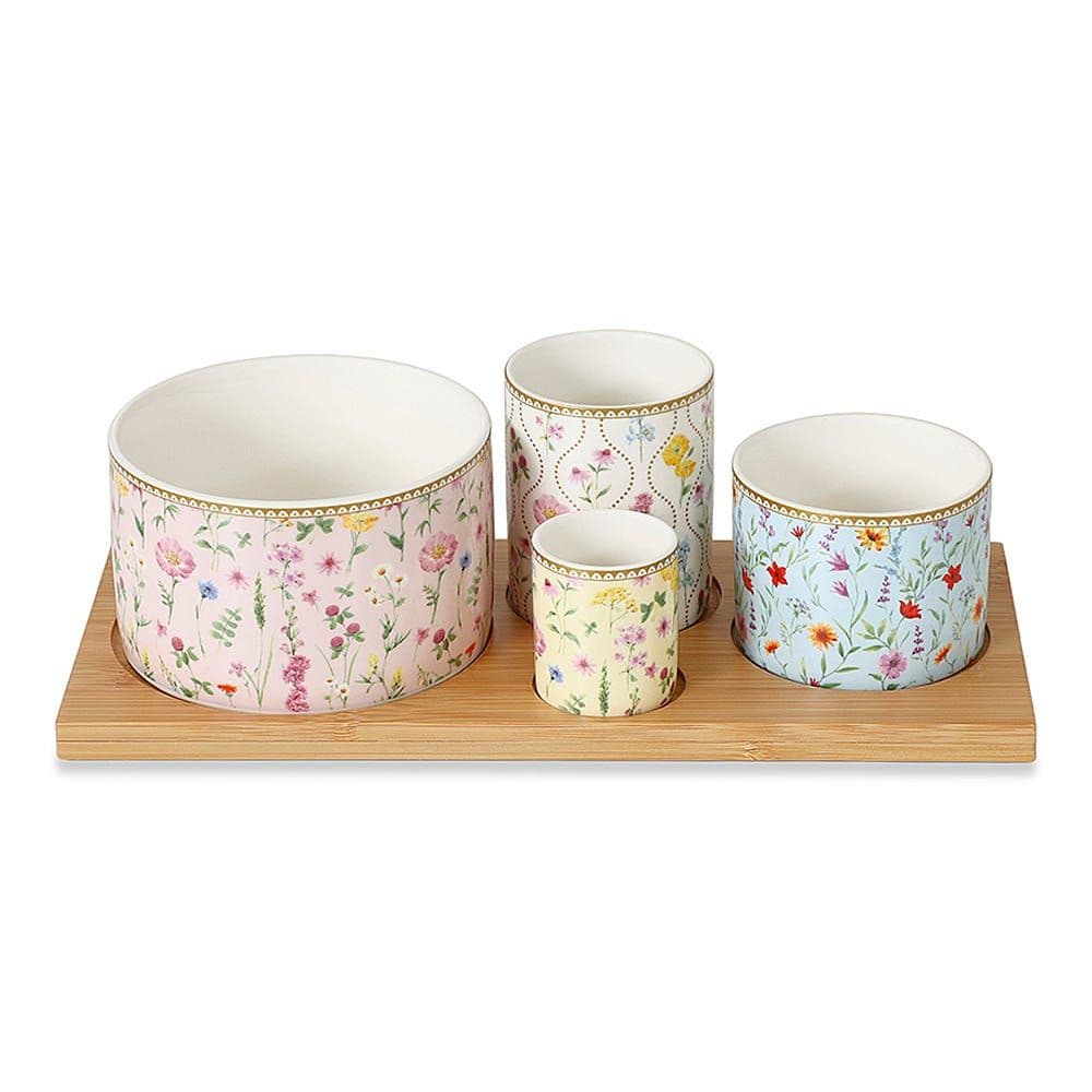 Meadow 4-Piece Appetizer Set With Tray, Multicolour