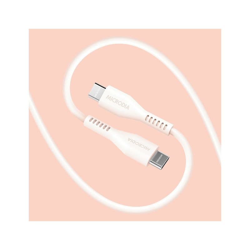 Microdia Fruitywire Pd100W 1.3M Usb-C To Usb-C Cable (W/E-Marker Chip), Liquid Silicon, Pearl White