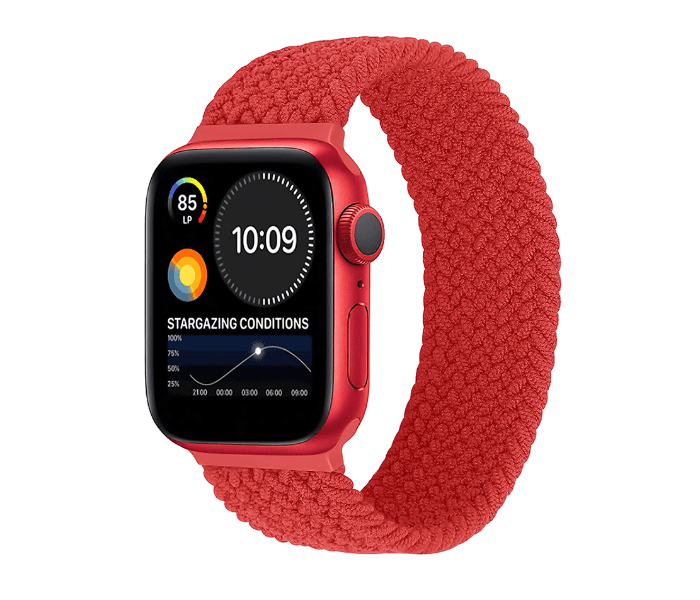 Promate FUSION-44S 42mm or 44mm Solo Loop Nylon Braided Strap for Apple Watch - Red