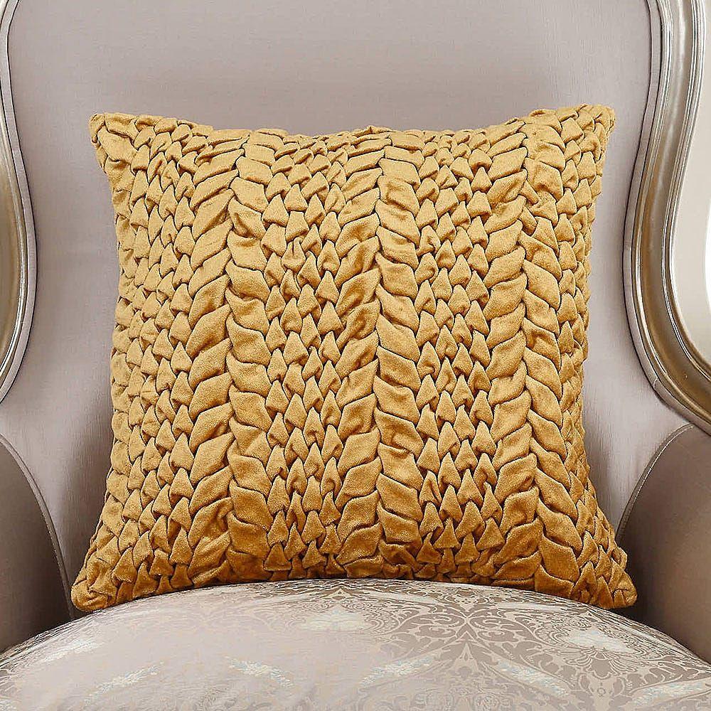 Ann Smocked Cushion Cover, Gold - 45x45 cm