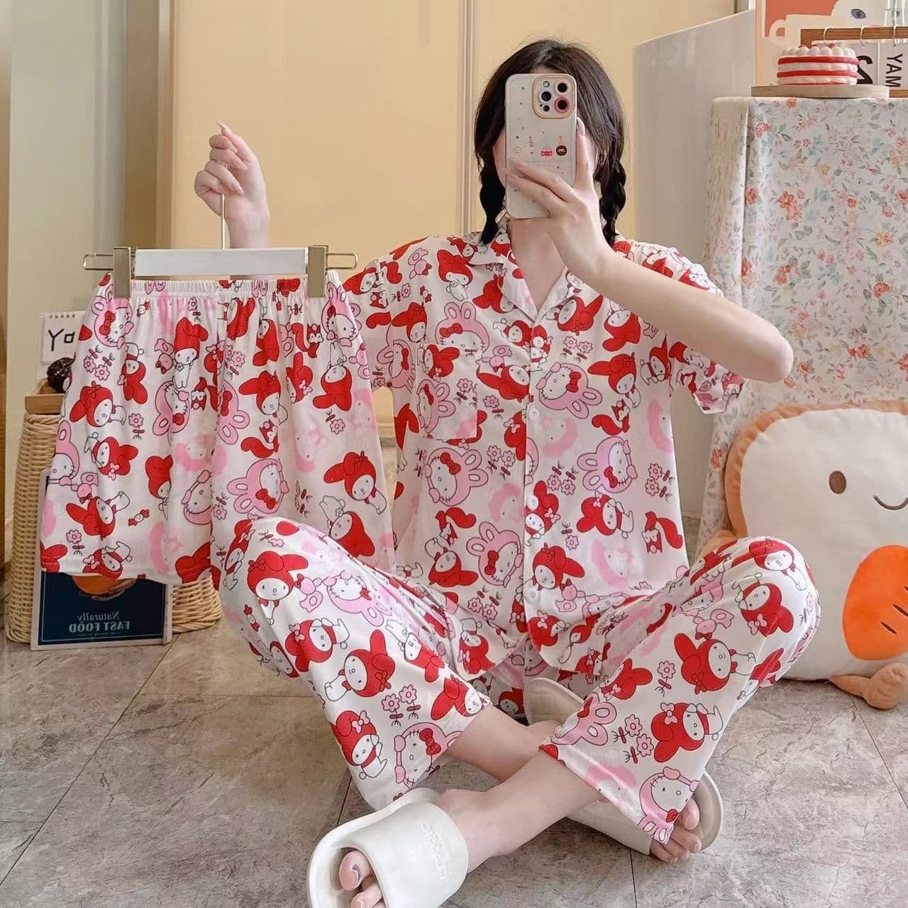 Sanrio Girl Leisure Time Flip Collar Pajama Set Spring And Autumn 2558