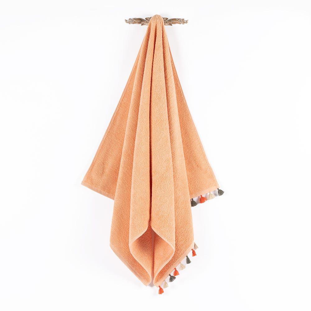 Pompom Bath Towel, Apricot - 480 Gsm, 140X70 Cm