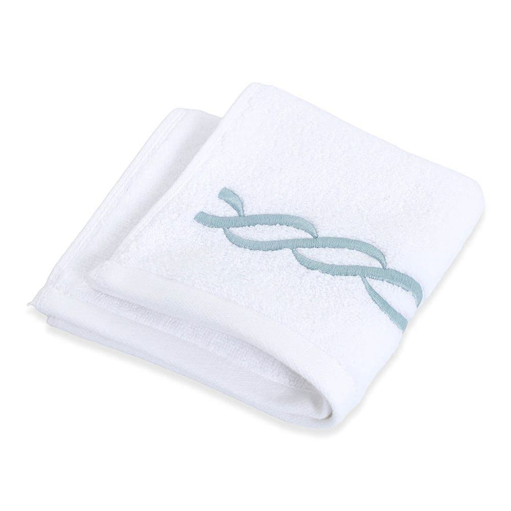 Hotel Chain Embroidery Wash Towel, White & Ether - 500 Gsm, 30X30 Cm