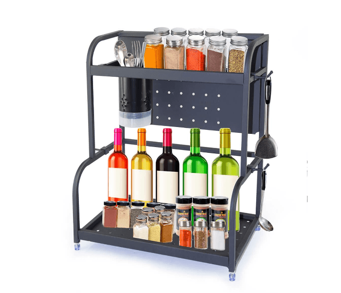 In-House 9235 2 Tier Spice Rack Organizer Shelf - Black