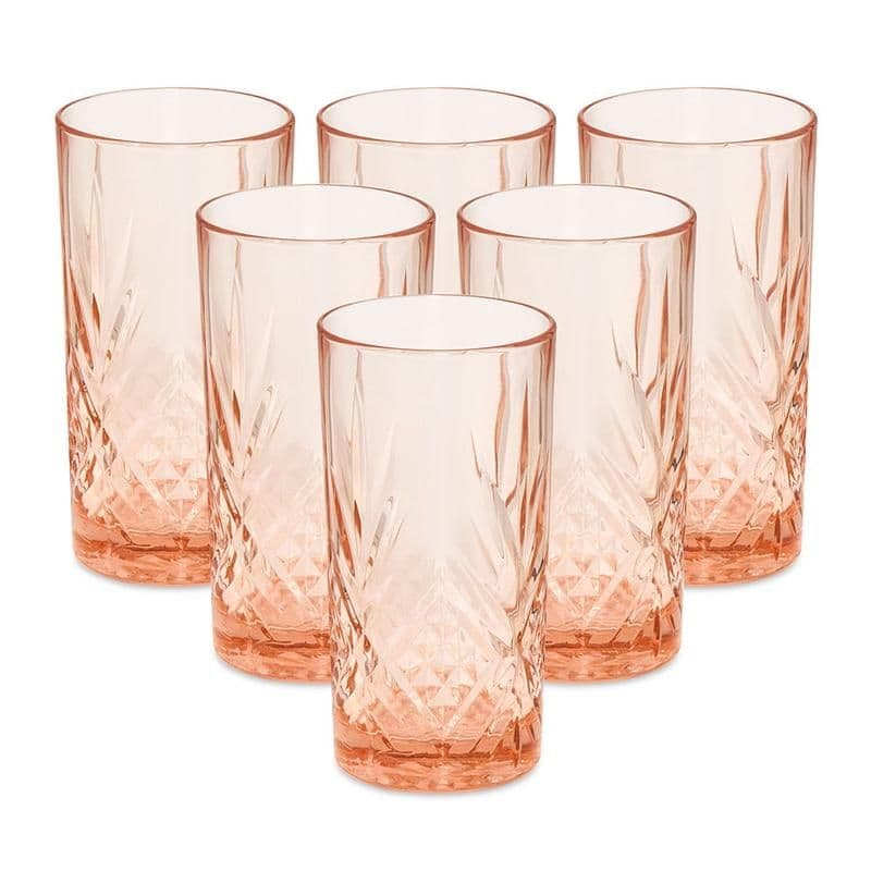 Luminarc 6-Piece Salzburg Highball Tumbler Set, Pink - 380Ml
