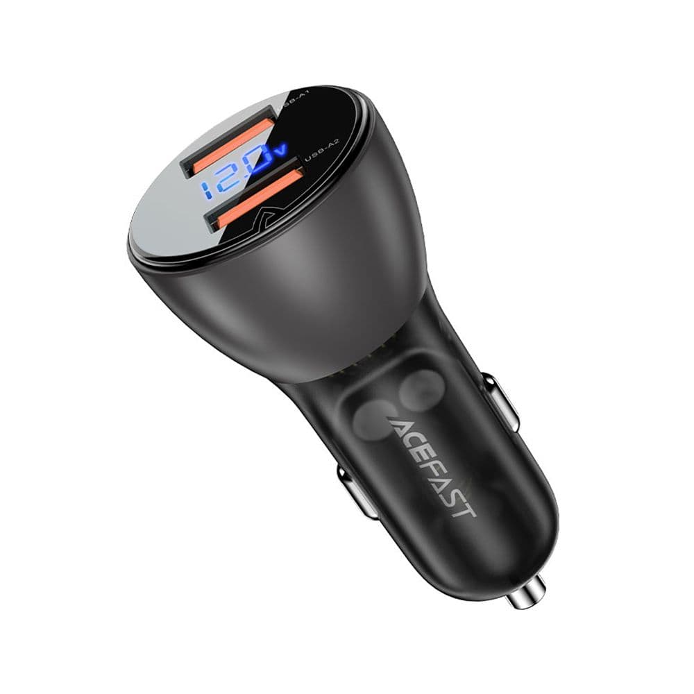 Acefast B7 Metal Car Charger 45W (Usb-A + Usb-A) With Digital Display