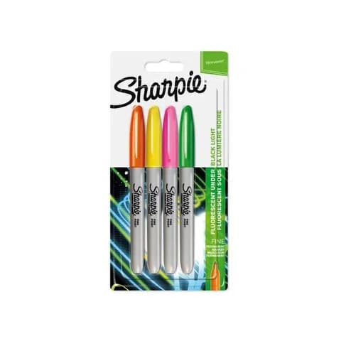 Sharpie Permanent Marker Neon Colour 4 Count