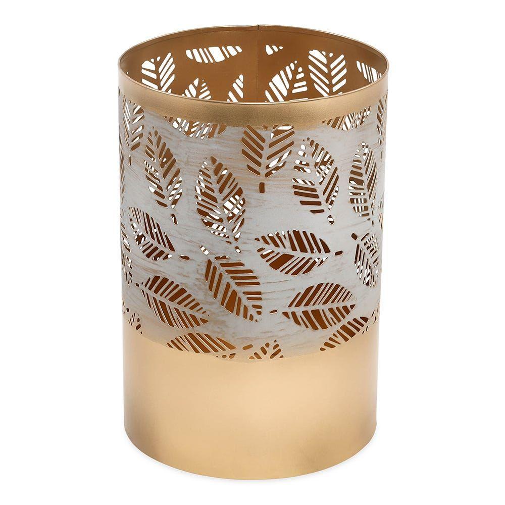 Charie Candle Holder, White & Gold - Large, 13X22 Cm