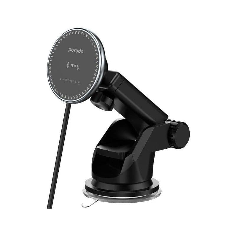Porodo 3 In 1 Car Charger Mount 20W Pd With Fast Wireless Charger 15W - Black