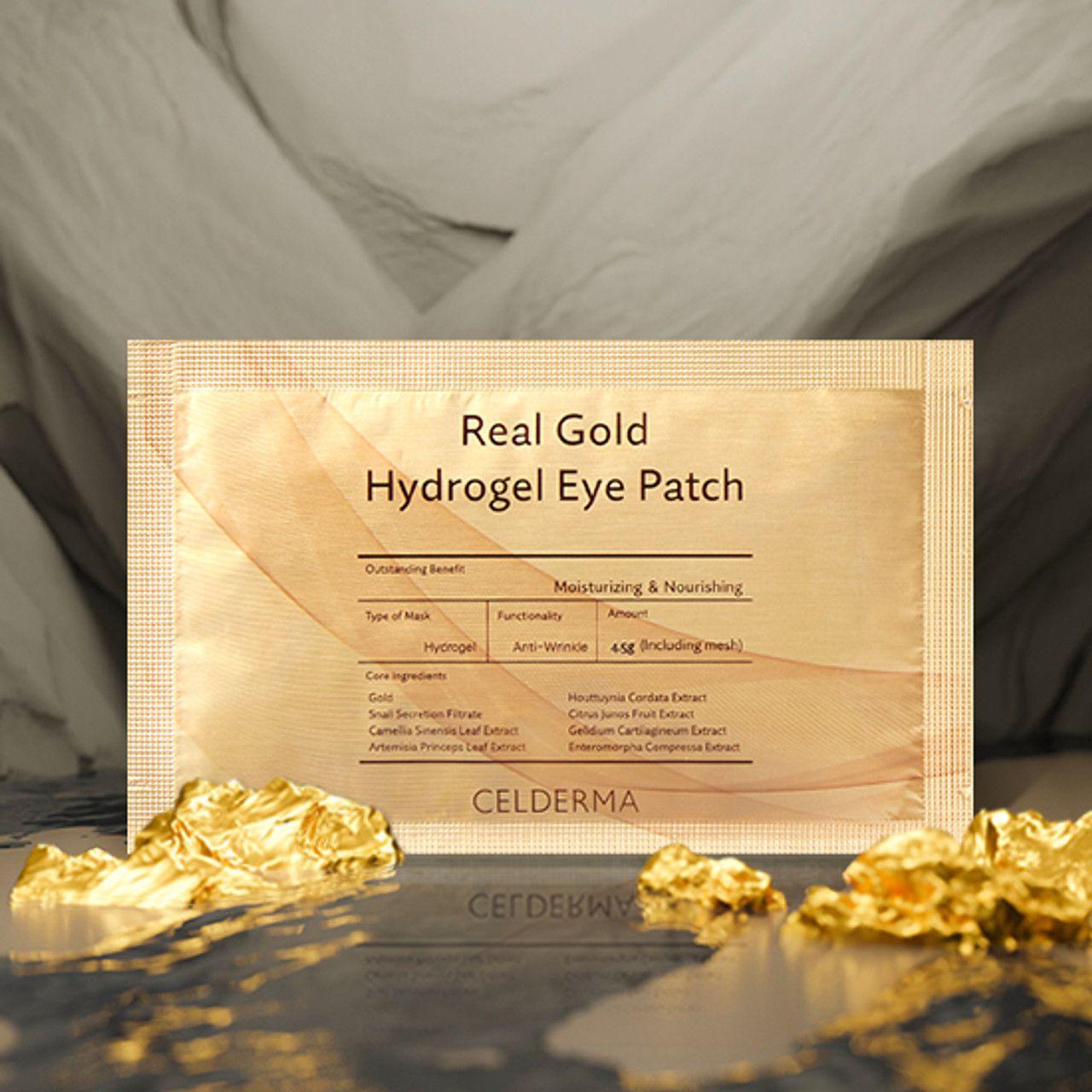 Celderma Real Gold Hydrogel Eye Patches With Snail Secretion Filtrate 20 Pairs 