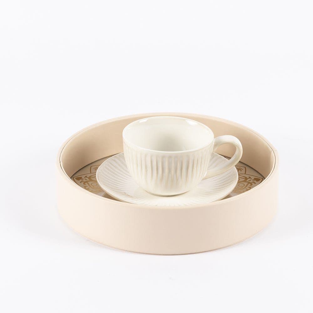 Mirage Decorative Tray, Cream & Gold - 25X6 Cm