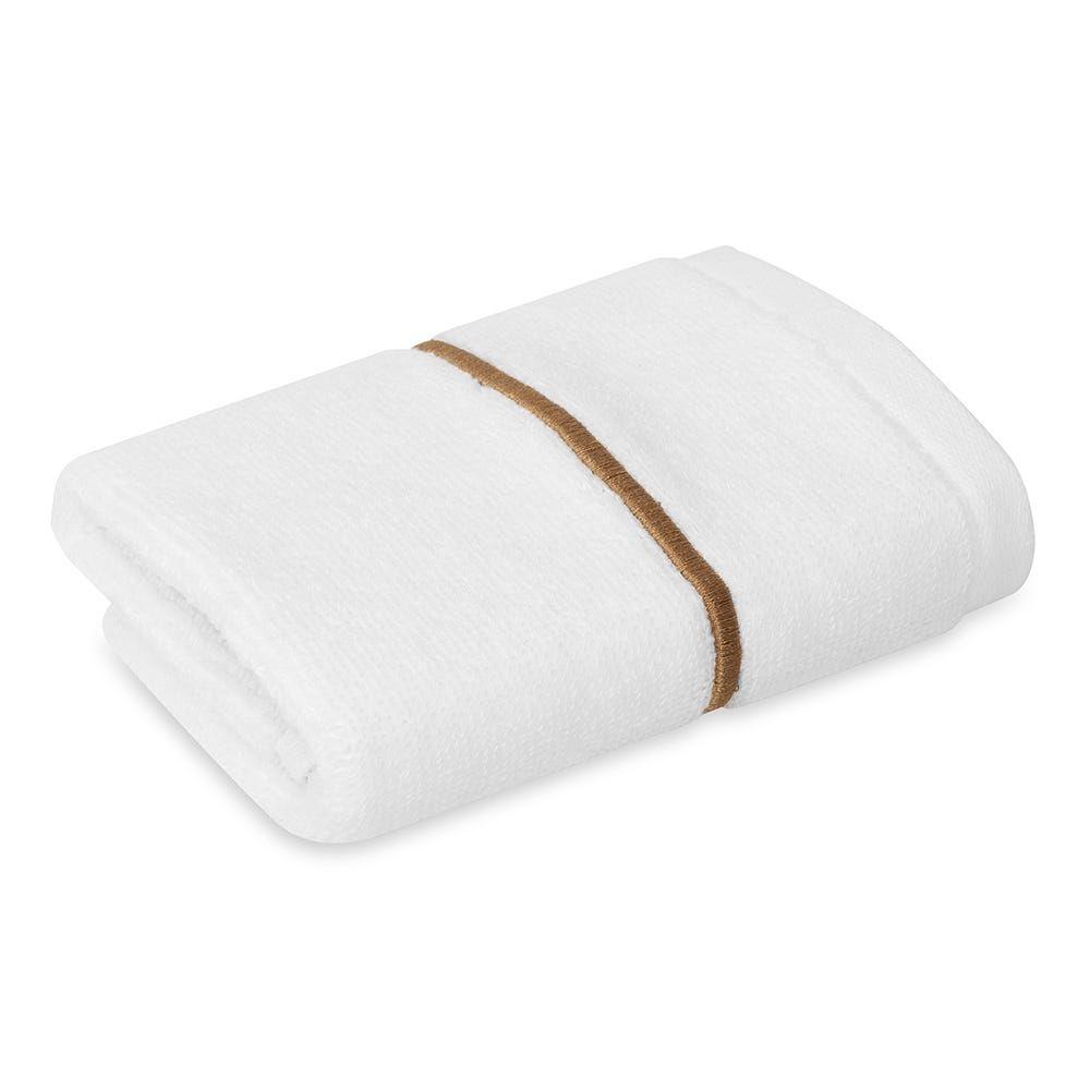 Hotel Embroidery Face Towel, White & Gold - 500 Gsm, 30X30 Cm