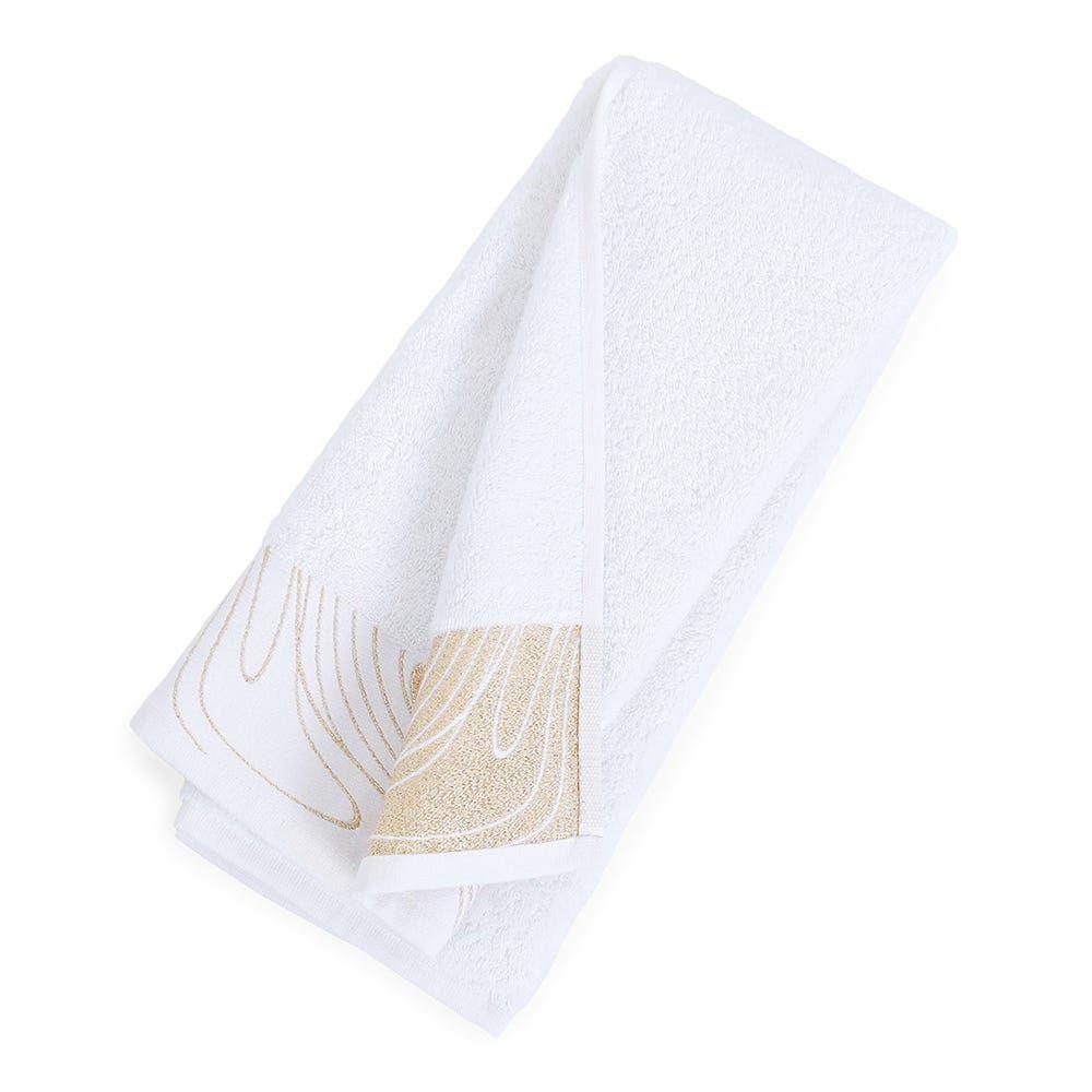 Marble Hand Towel, White & Gold - 500 Gsm, 50X80 Cm