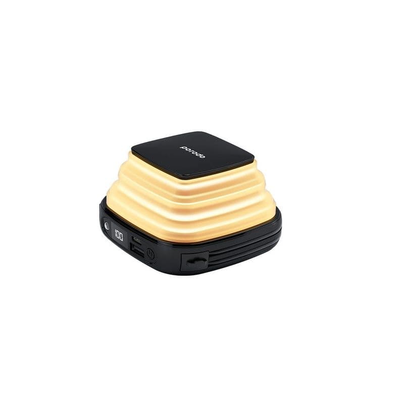 Porodo Outdoor Night Light 10000Mah Powerbank Integrated Lightning & Type-C Black