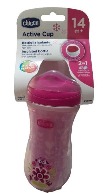 Chicco Active Cup 14m+ Insulated Bottle 2IN1 Pink 266ml