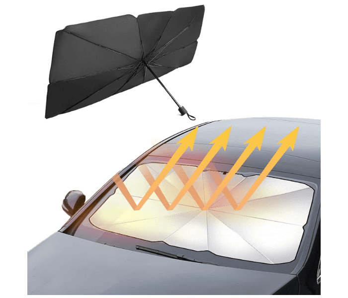 Foldable Windshield Uv Block Sun Shade Car Front Window Heat Insulation Covering Umbrella - Black