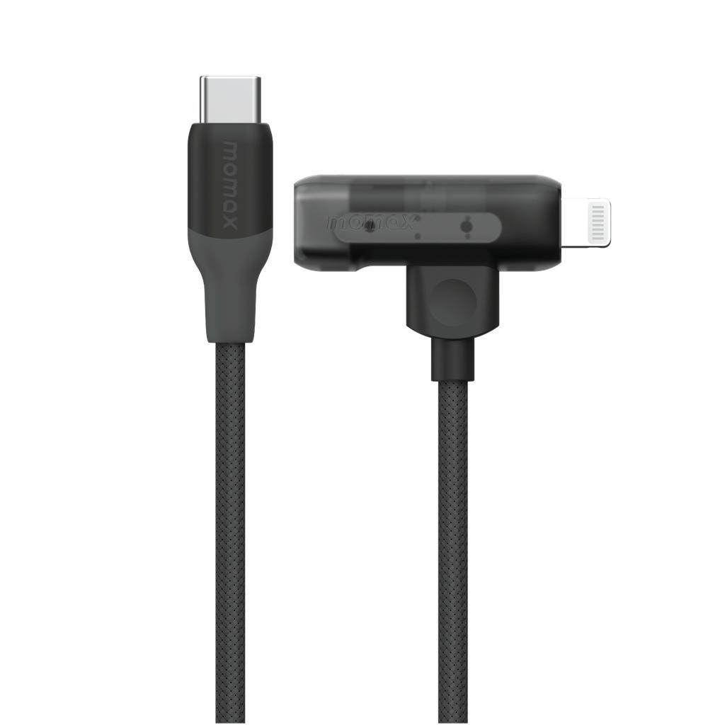 Momax 1-Link Flow Duo 2In1 Usb-C To Usb-C+Lightning Cable 1.5M (Color: Black)