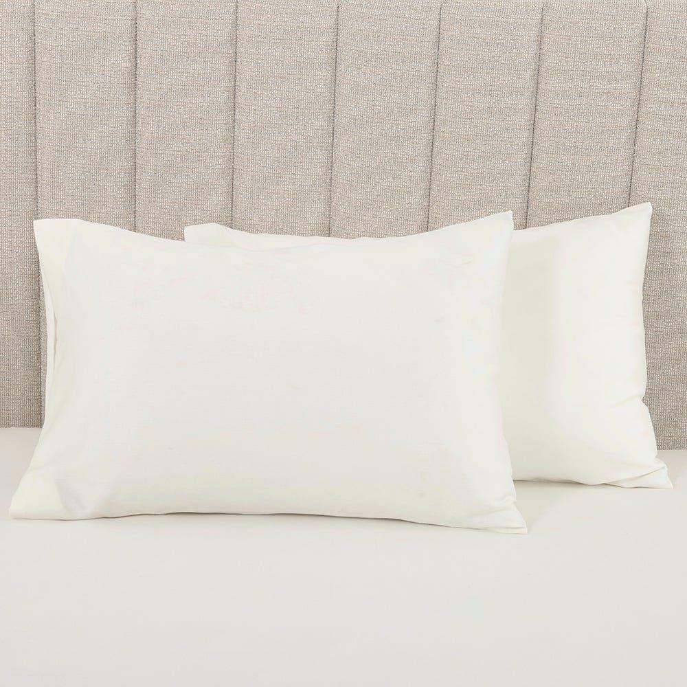 Ashley Housewife Pillow Cover, Ivory - Set of 2, 300 TC, 50x75 cm