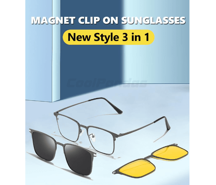 MT Magnet Clip on Glasses 3 in 1 Sunglasses Polarized Men Women Night Vision Clip Eyewear Metal Anti Blue Light Computer Glasses