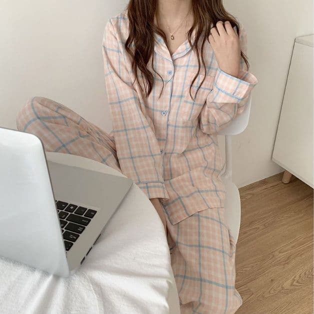 Ins Autumn Special Edition Women'S Cardigan Long Sleeve Lapel Sleepwear 2521