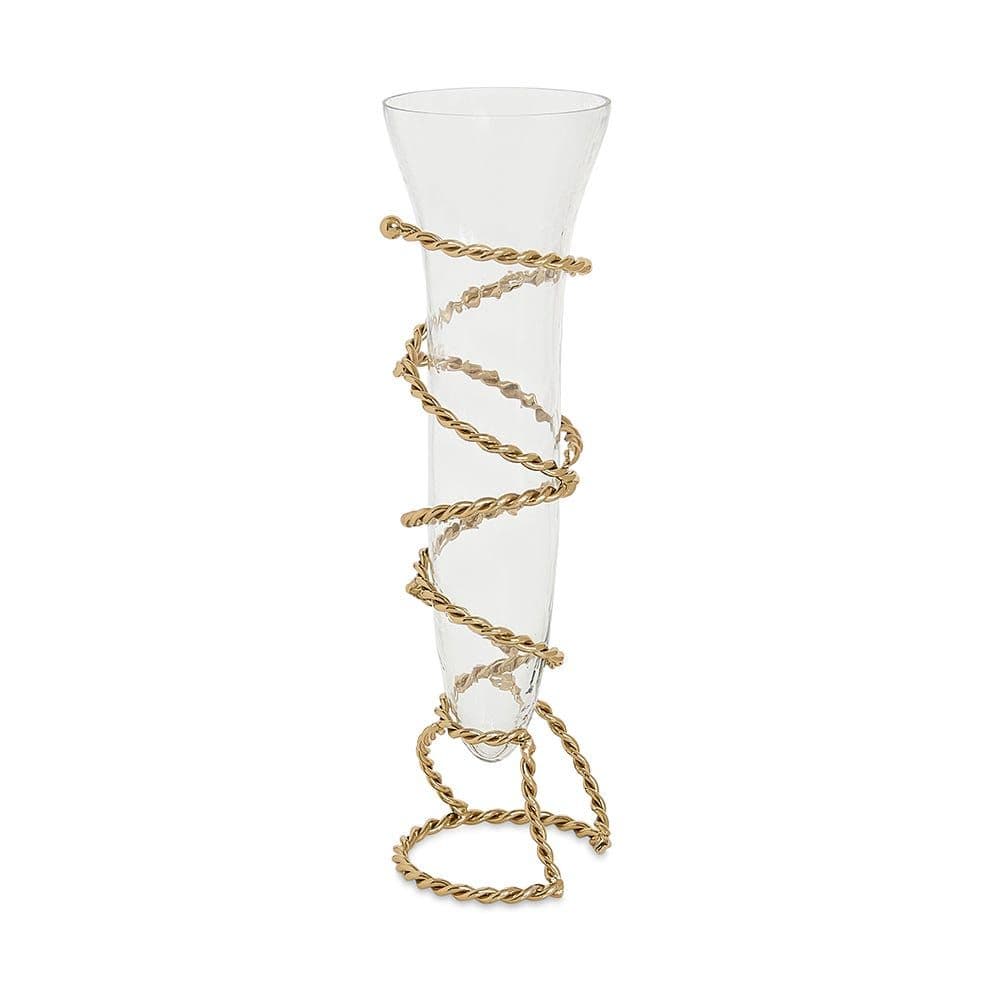 Ribbon Glass Vase, Clear & Gold - 11X42Cm
