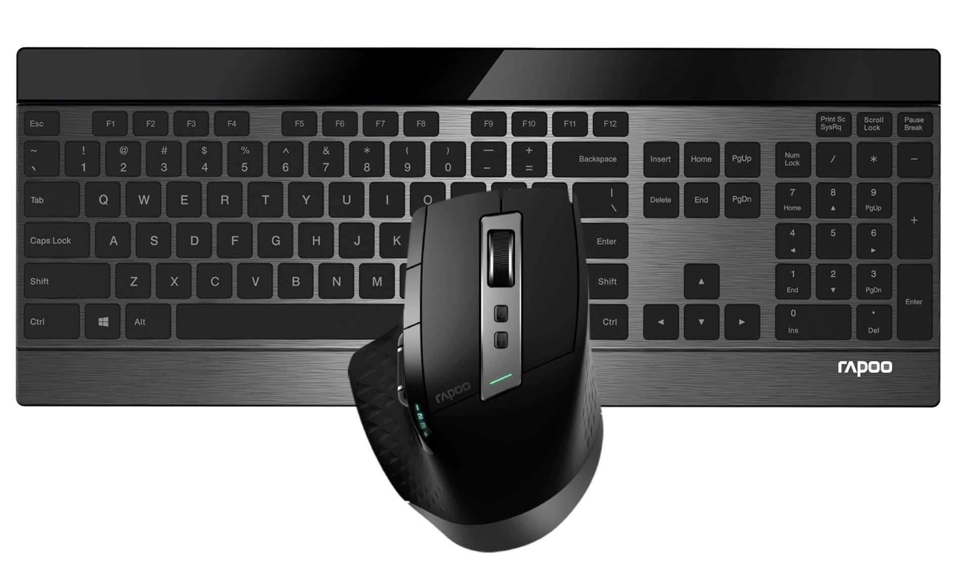 Rapoo 9900M Multi-Mode Wireless Ultra-Slim Keyboard & Mouse Us Black