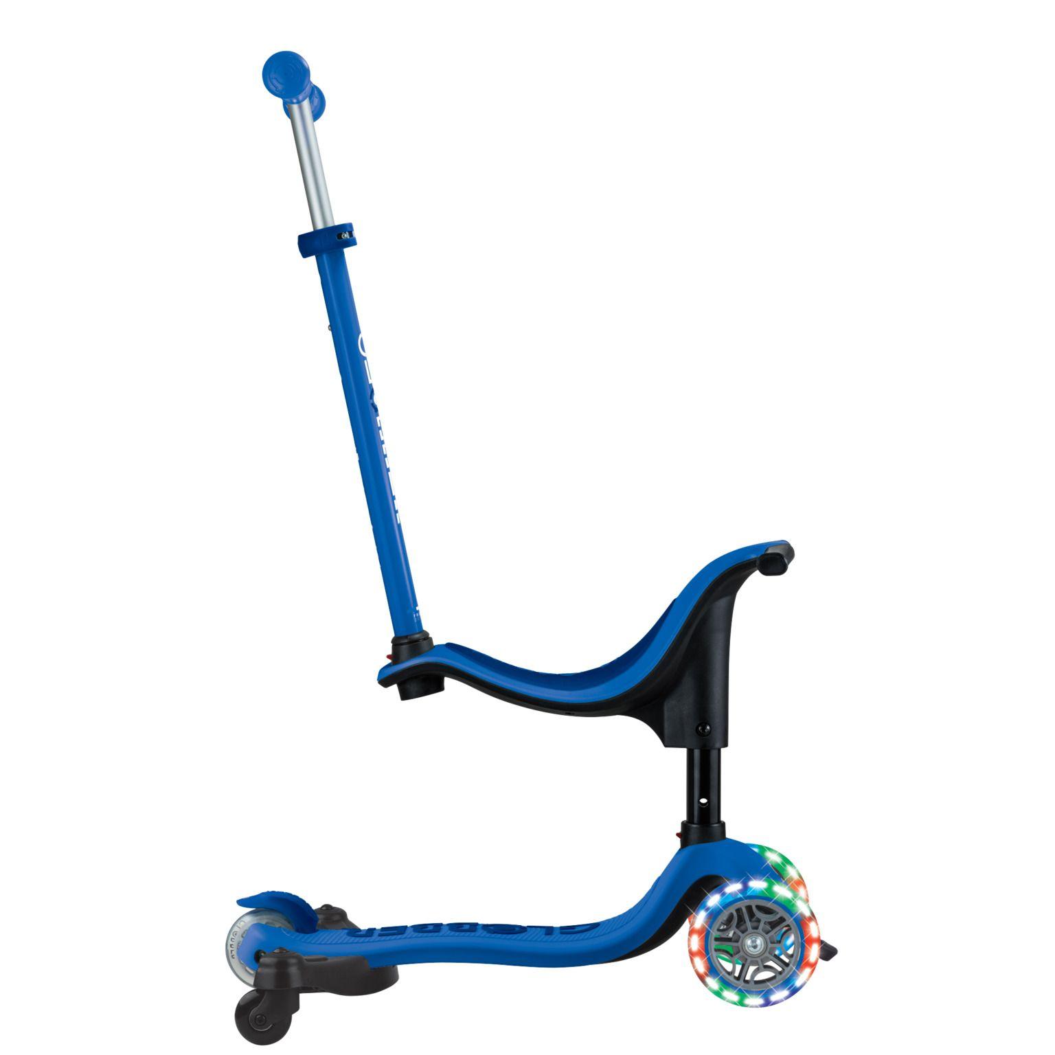 Globber Go Up Sporty Lights 360 Degree 3-Wheel Kick Scooter In Navy Blue