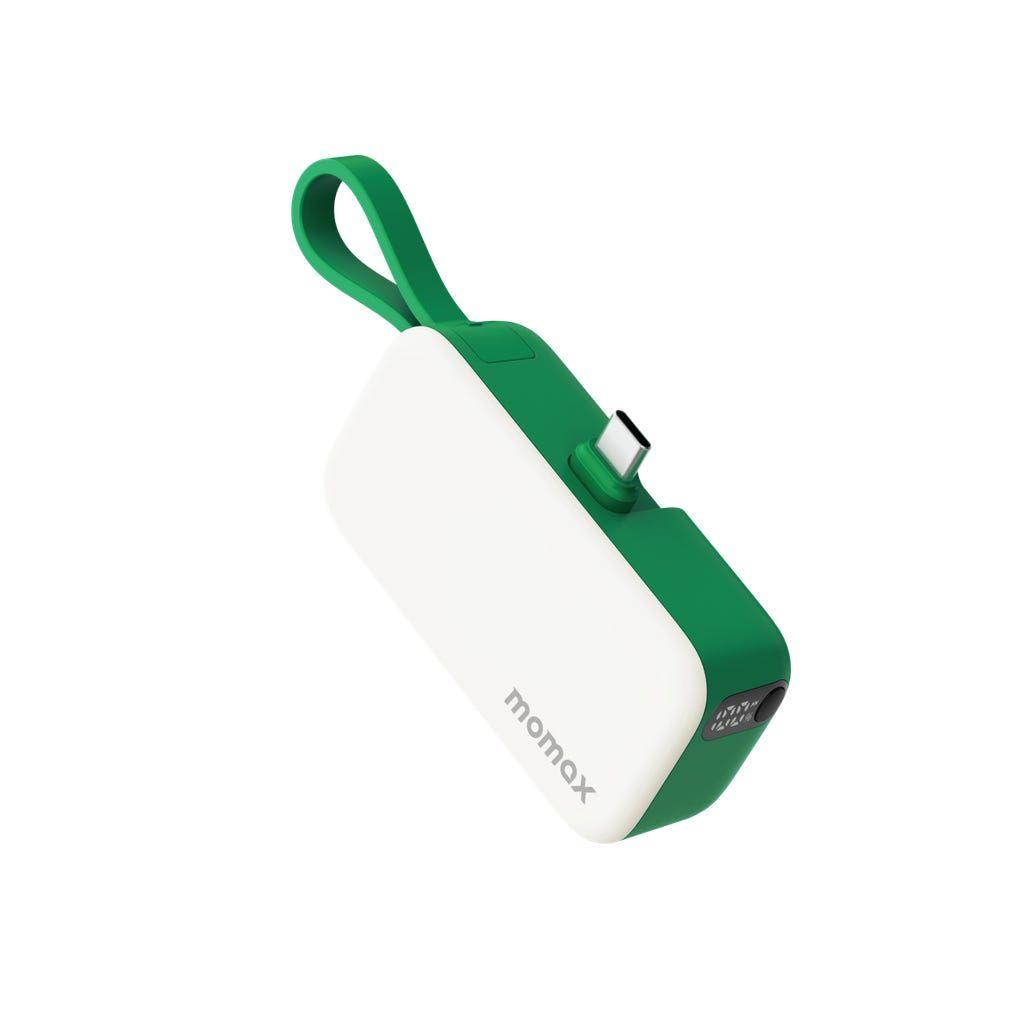 Momax 1-Power Mini 5000Mah 3In1 Power Bank With Usb-C Plug (Color: Green)