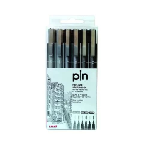 Uniball Drawing Pen Pin Fine Liner Pack Of 6