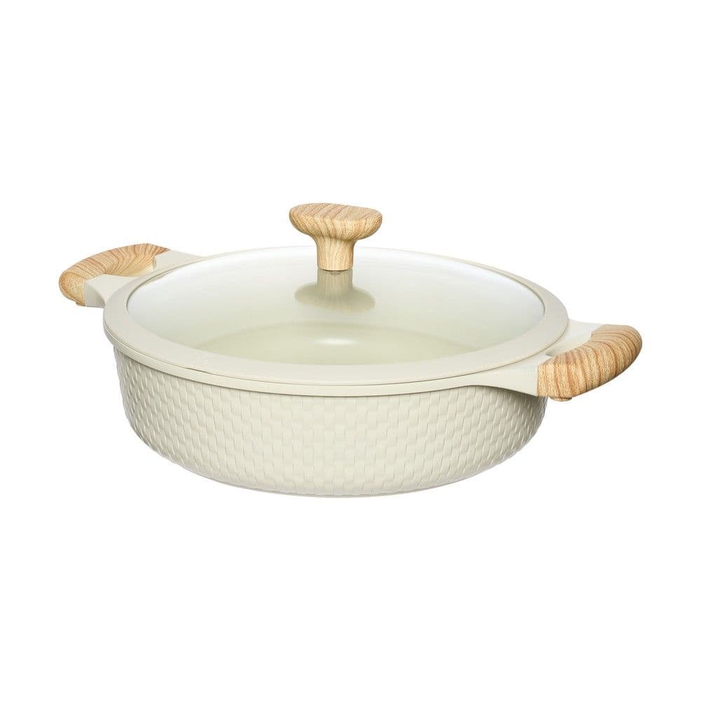 Resto 93806 Beige Shallow Pot With Lid Ø28 H=7.9 Cm 4.1 L / 6