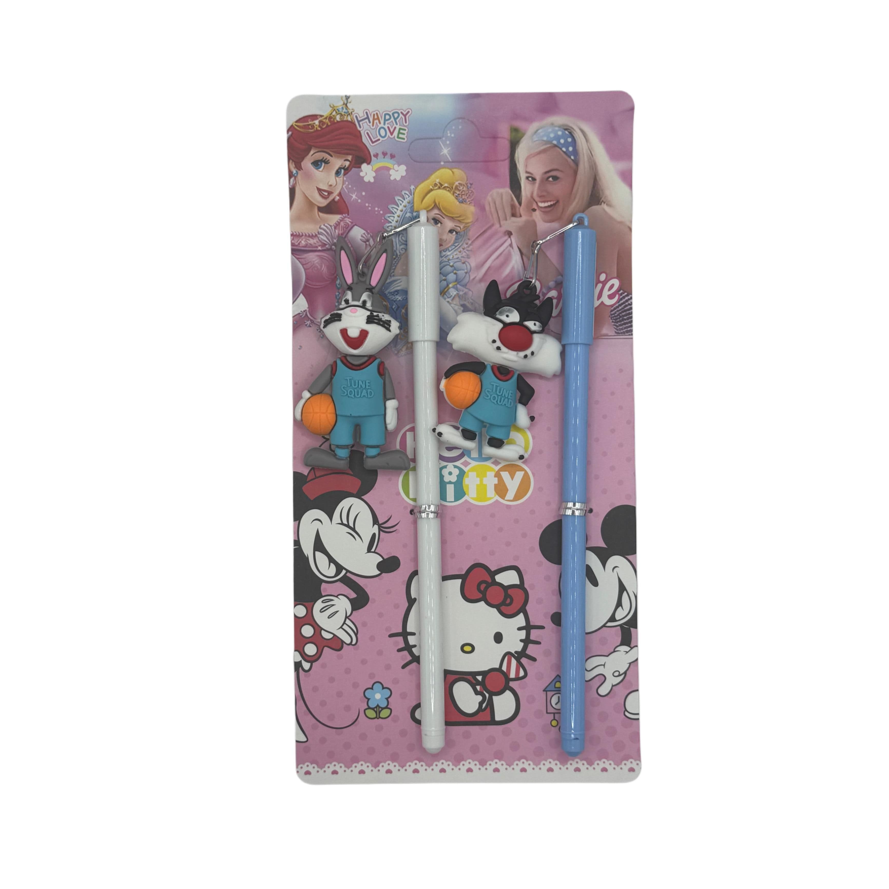 2Pcs Fancy Pen Set With Hanging Toys (Bugs Bunny & Sylvester)
