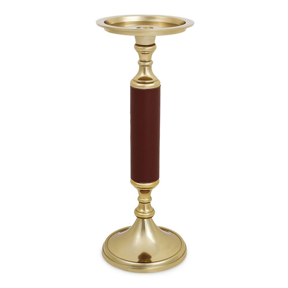 Owen Candle Holder, Gold & Brown - 13X33 Cm