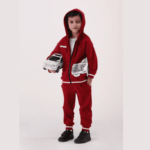 Burgundy Car Hoodie \ Jogger Set - 14 years