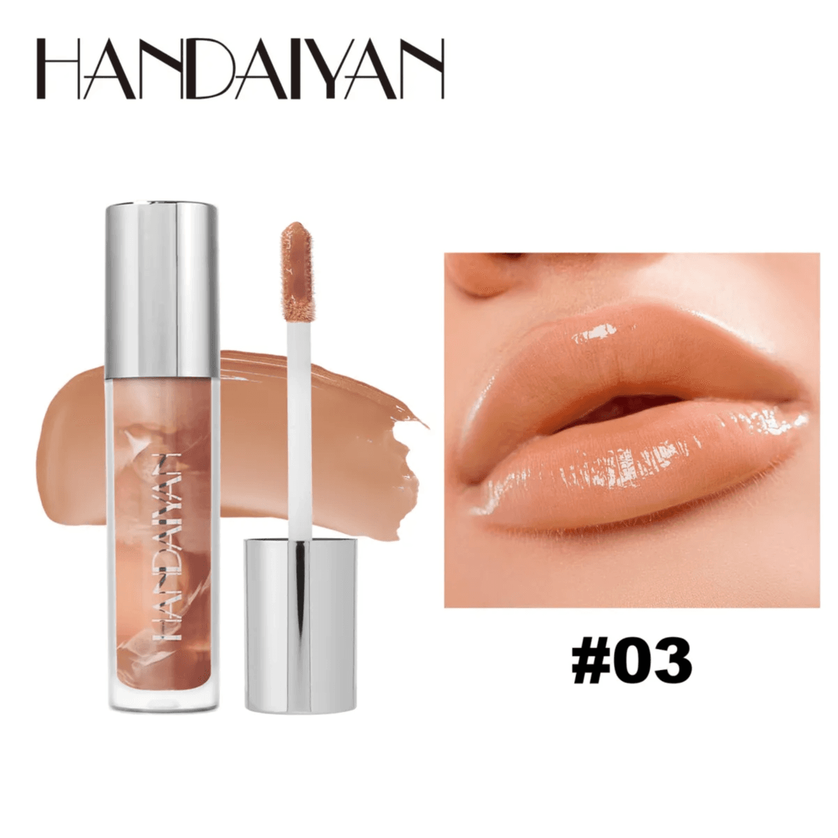 Handaiyan Women Simple Marble Mirror Moisturizing Lip Glaze 3
