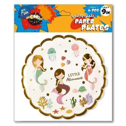 Fun Paper Plate 9In 6Pcs Little Mermaid