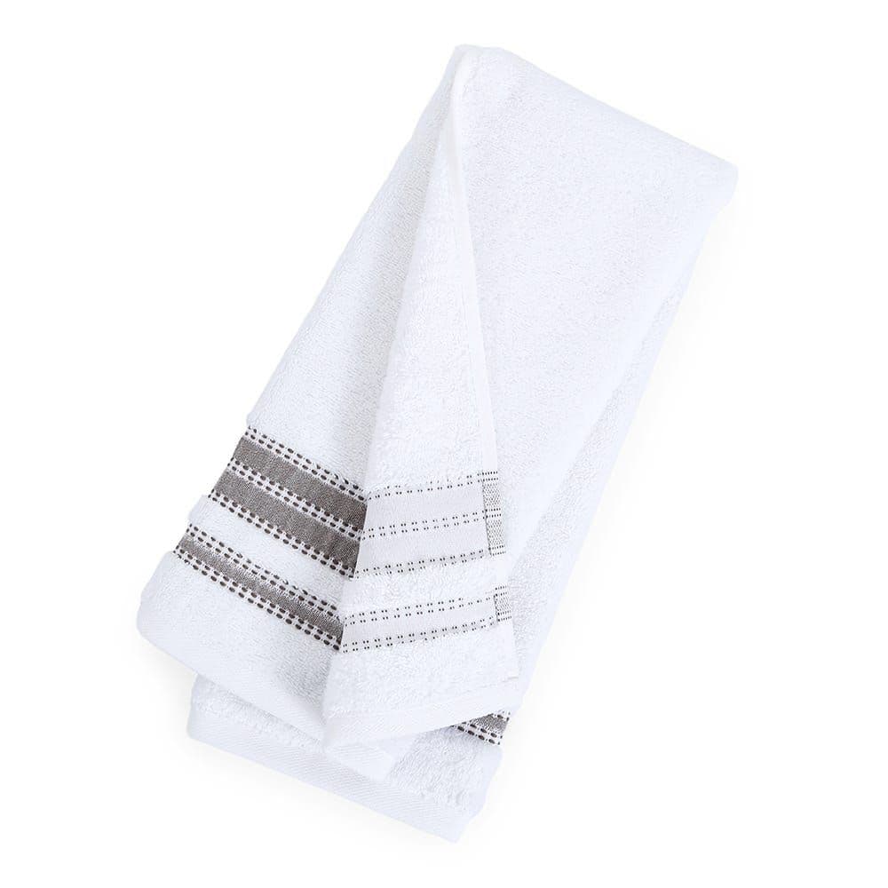 Matuok Hand Towel, White & Grey - 550 Gsm, 50X80 Cm