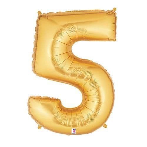 Number 5 Balloon Gold