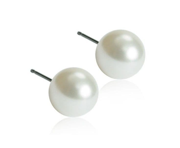 Blomdahl Natural Titanium 6Mm Earring Pearl White C