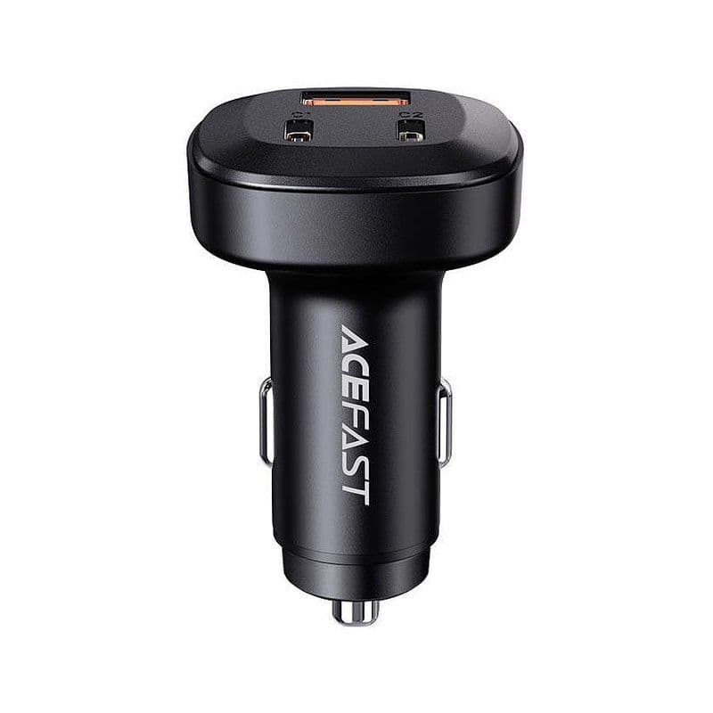 Acefast B3 66W(Usb-C+Usb-C+Usb-A) Three-Port Metal Car Charger Black
