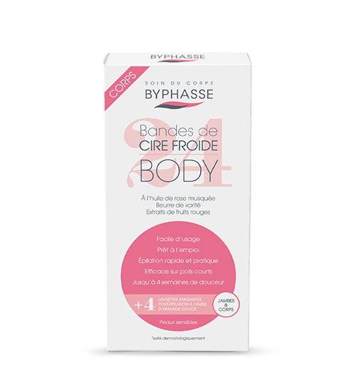 Byphasse Cold Wax Strips Legs & Body For Sensitive Skin (24 Strips + 4 Wipes)