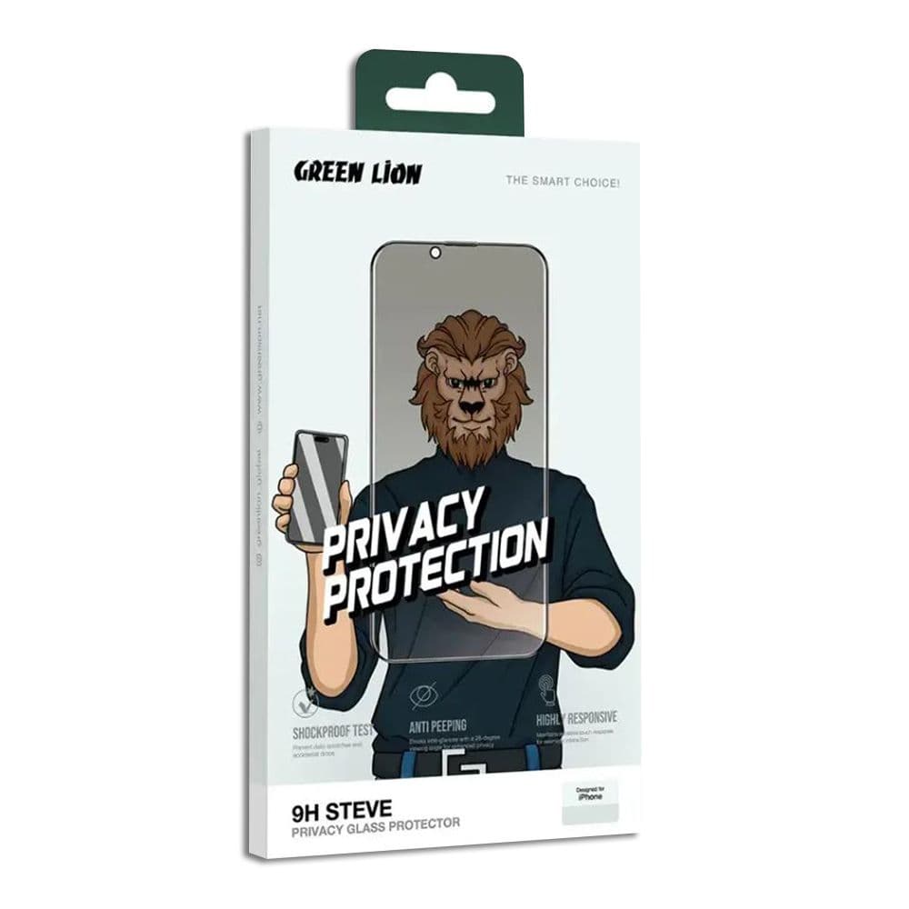Green Lion 9H Steve Privacy Full Glass Screen Protector For Iphone 15 Pro