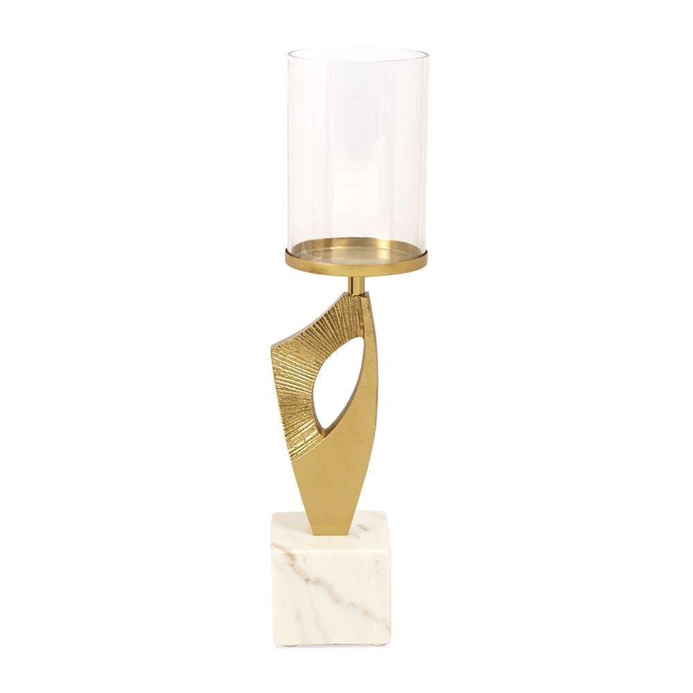 Rhud Pillar Candle Holder, Gold - 13X59 Cm