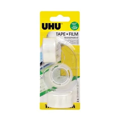 Uhu Transparent Tape Refill 19Mmx7.5M 3 With Dispenser Multicolour