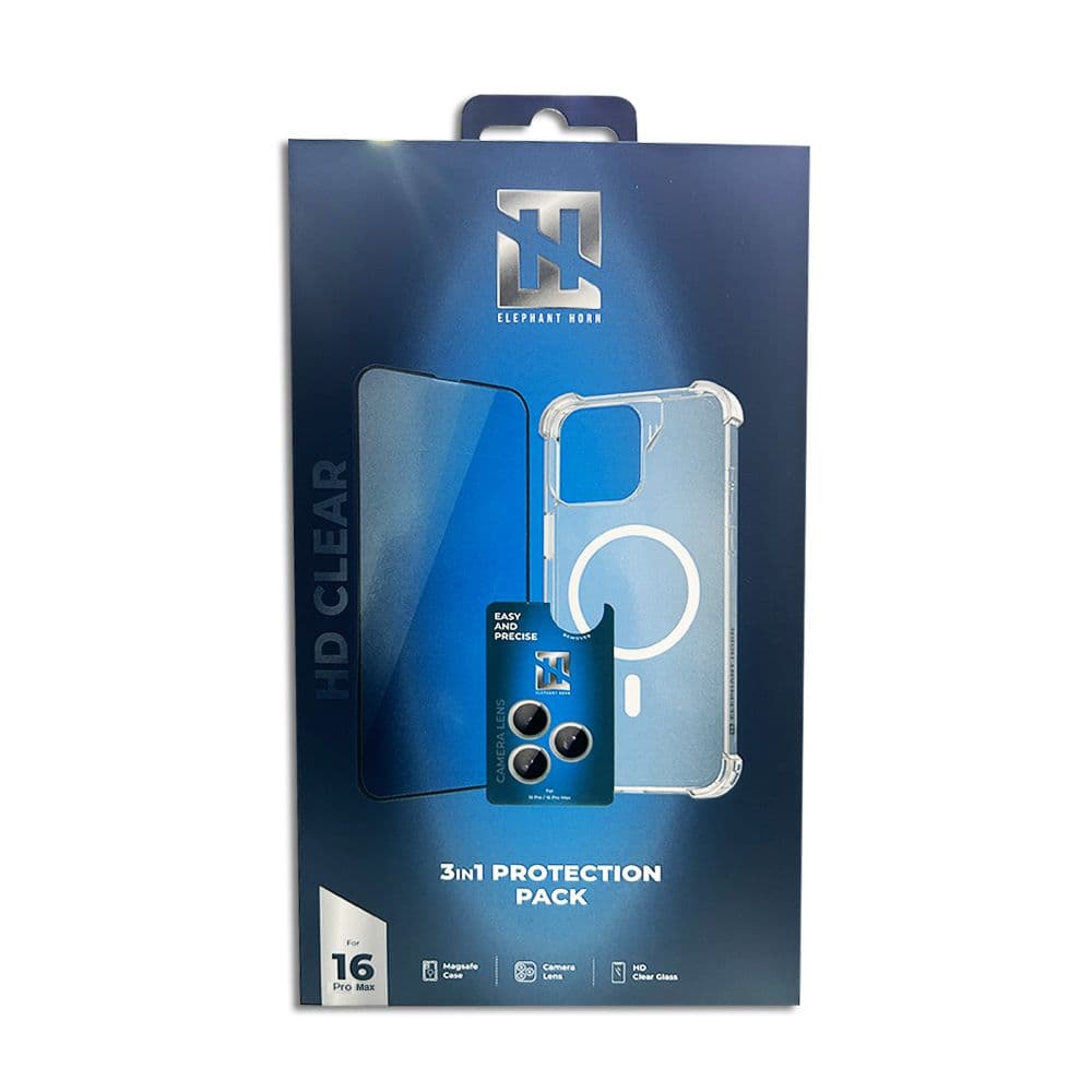 Elephant Horn 3 In 1 Protection Pack Clear For Iphone 16 Pro Max